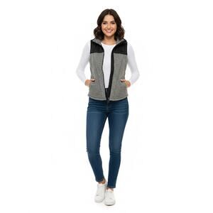 The North Face Women’s Pseudio Vest Heather Gray & Black Zip-Up Size Small